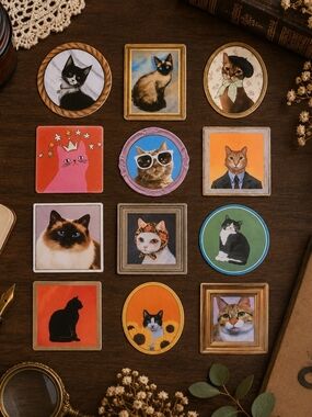 3 for $20 Pack Sticker Bundle Funny Vintage Artsy Cat Portrait New